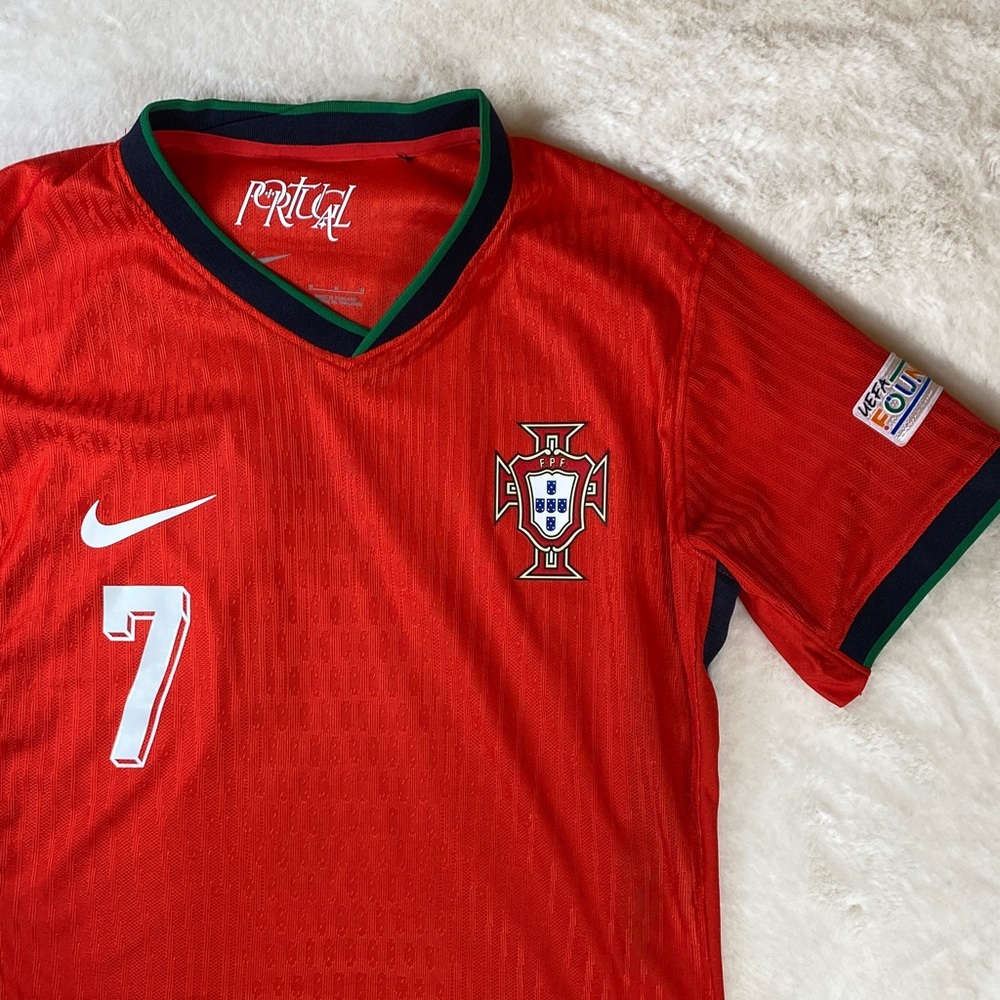 Nike Portugal #7 Red and Green Dri-FIT Jersey size medium